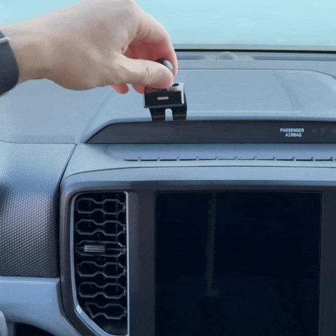 Video of Offroam Mounting Base installation for Ford Ranger | Everest 2022-2025. This premium all metal phone mounting base installs easily without drilling or glue. Perfect placement without blocking screens, driver view, or air flow.