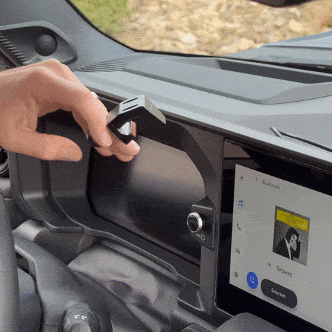 Video of Offroam Phone Mount installation for Toyota Land Cruiser Prado 250 2024-2025. This premium phone mount installs easily without drilling or glue. Spring loaded Universal holder for use with any phone. Perfect placement without blocking screens, driver view, or air flow. Fully adjustable positioning.