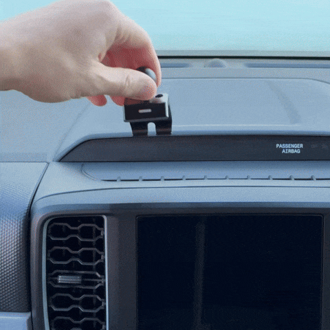 Video of Offroam Phone Mount installation for Ford Ranger | Everest 2022-2025. This premium phone mount installs easily without drilling or glue. Spring loaded Universal holder for use with any phone. Perfect placement without blocking screens, driver view, or air flow. Fully adjustable positioning.