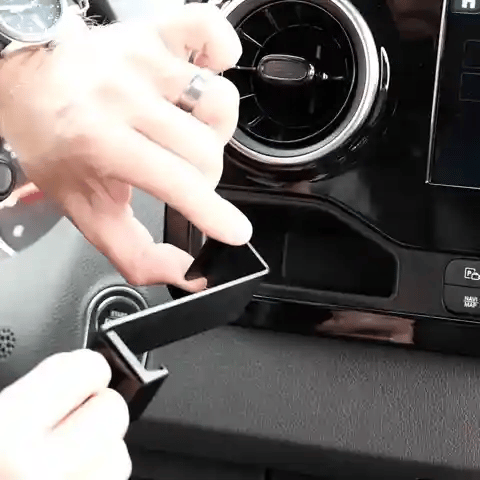 Image of Offroam MagSafe-compatible Phone Mount installed securely in Mercedes-Benz Sprinter 2019-2026. This premium phone mount installs easily without drilling or glue. High force magnets hold phone on any trail, road, or track. Perfect placement without blocking screens, driver view, or air flow. Fully adjustable positioning.